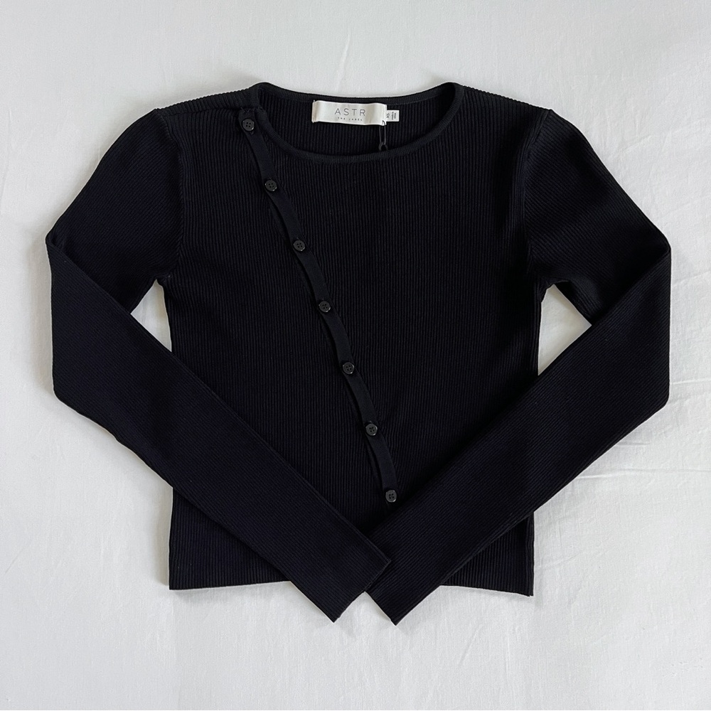ASTR the Label Palomar Asymmetrical Cardigan Sweater | Black | Size XS | NWT